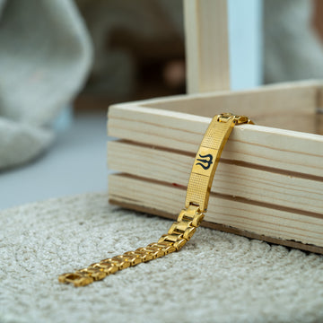Premium Trishul Gold Bracelet For Men With dotted Pattern