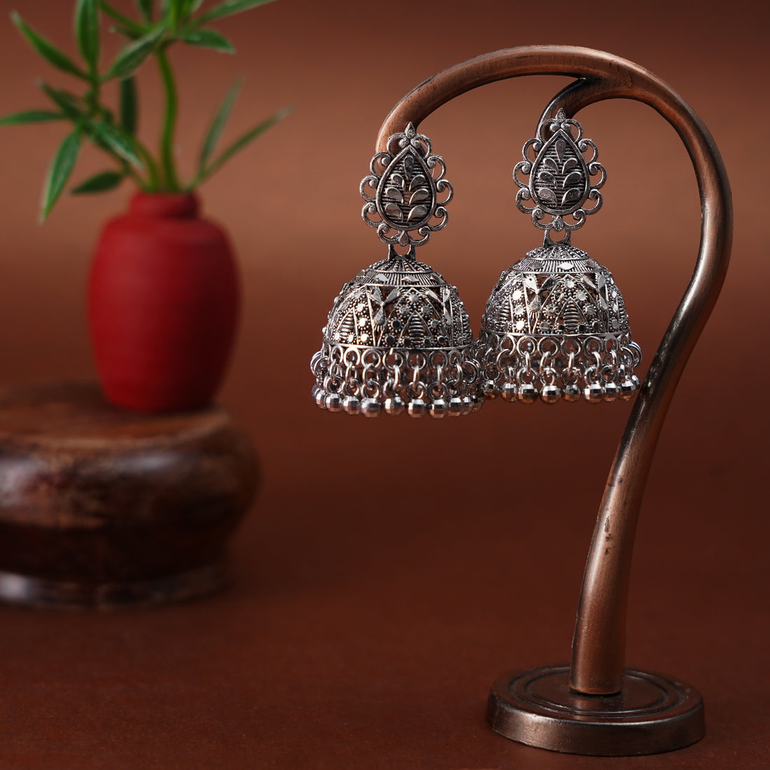 Timeless Oxidized Silver Jhumka for Women