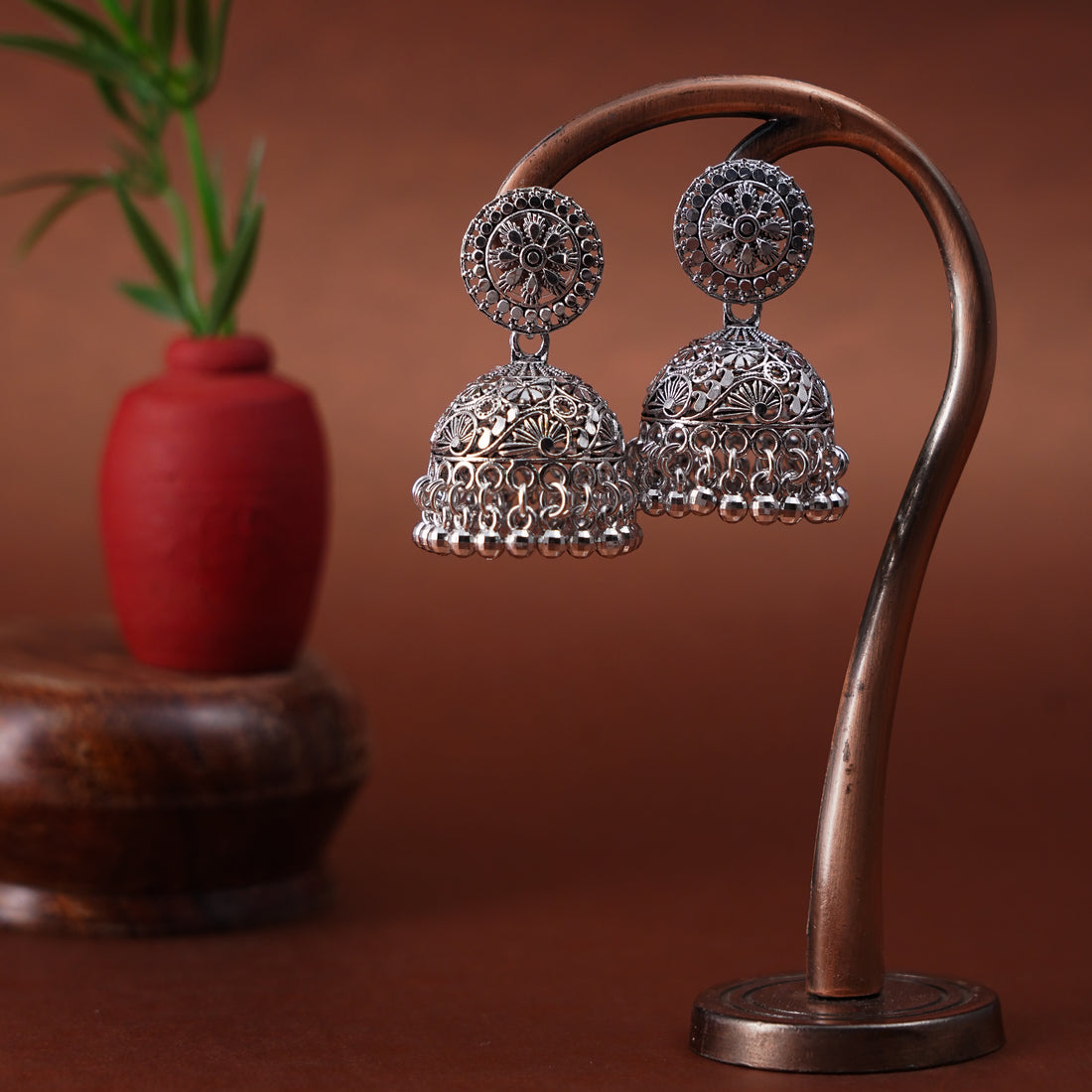 Exquisite Oxidized Silver Jhumka – A Touch of Heritage and Grace