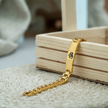 Premium Om Gold Bracelet With dotted Pattern