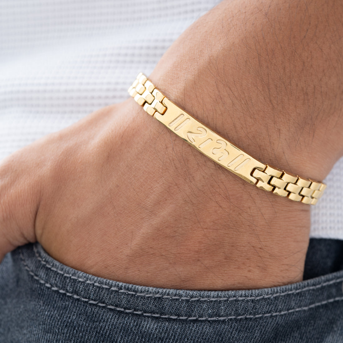 Ram stainless steel Gold Plated Bracelet