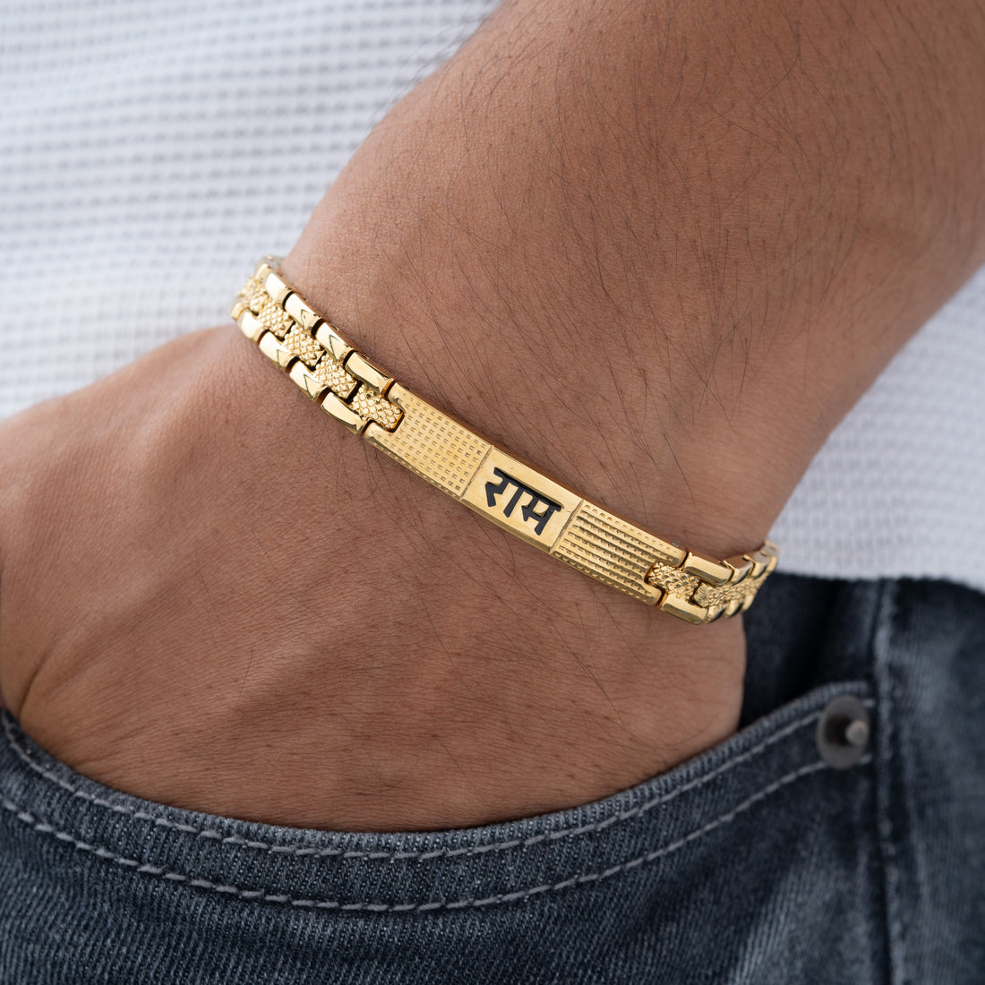 Premium Ram  Gold Bracelet With dotted Pattern