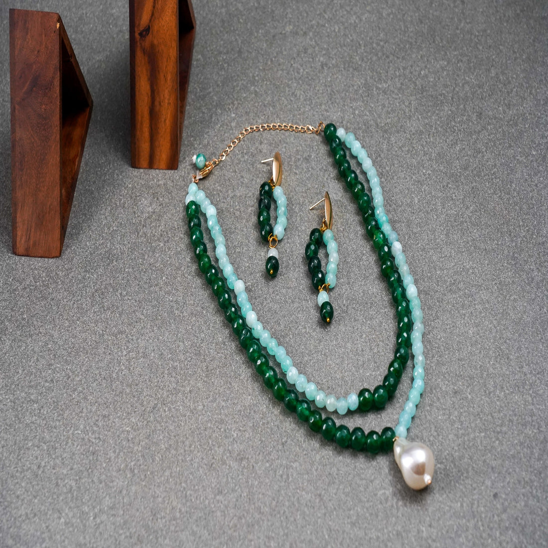 Jade & Pearl Necklace with Premium Brass Elegance