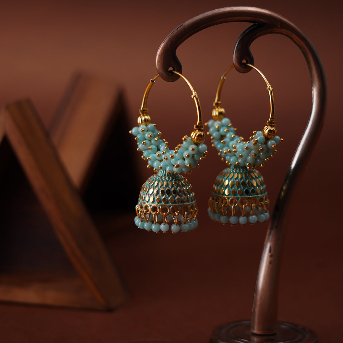 Pearl Attached Hoop Jhumka Earrings for Girls and Women.